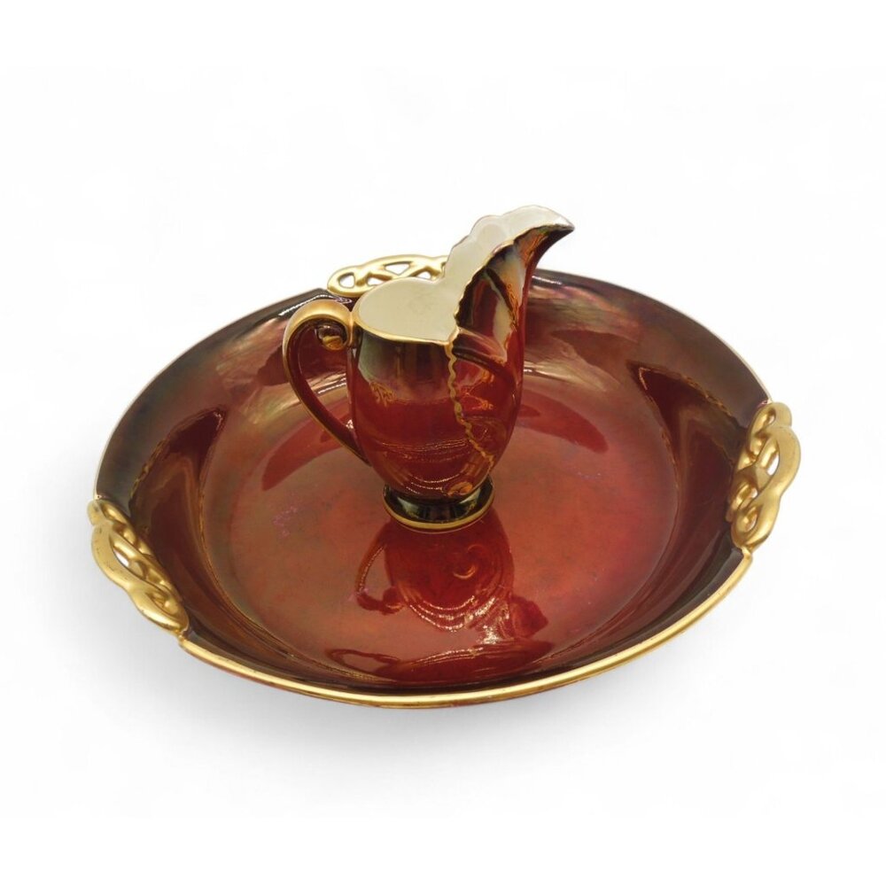 Carlton Ware Rouge Royale Burgundy Red Bowl & Creamer Vintage